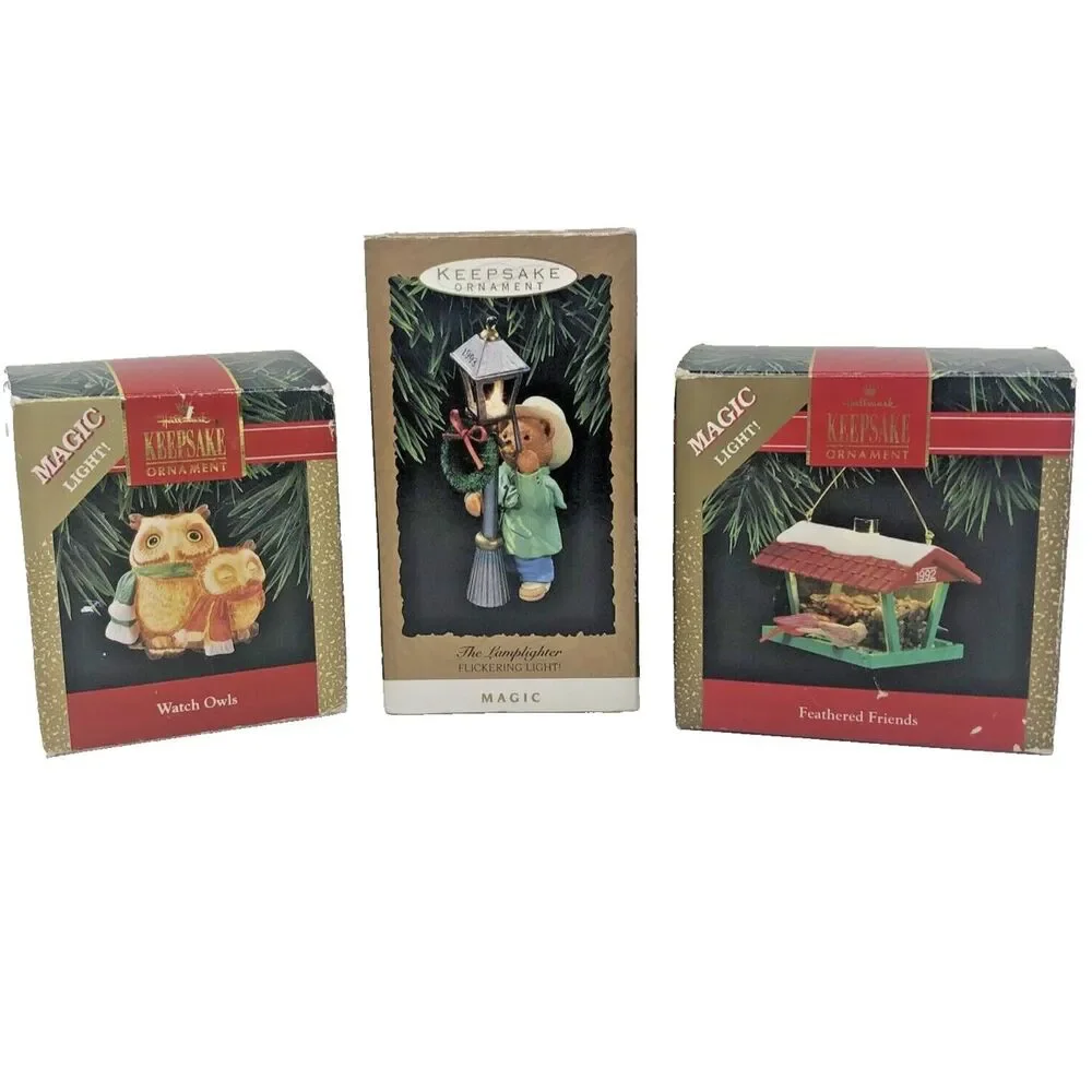 Hallmark Keepsake Magic Light Ornaments Feathered Friends Watch Owl Lamplighter